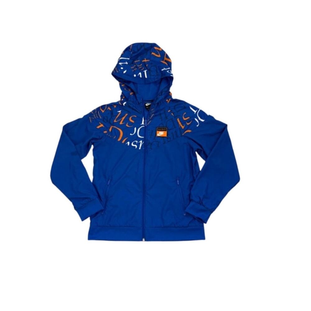 Nike Jacket Blue Windrunner Hooded Zip Up Jacket Size Youth Large 14/16
